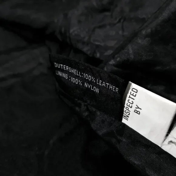 VINTAGE Black 100% Leather Western Cowboy Button Down Rancher Coat Jacket Small - Picture 9 of 9